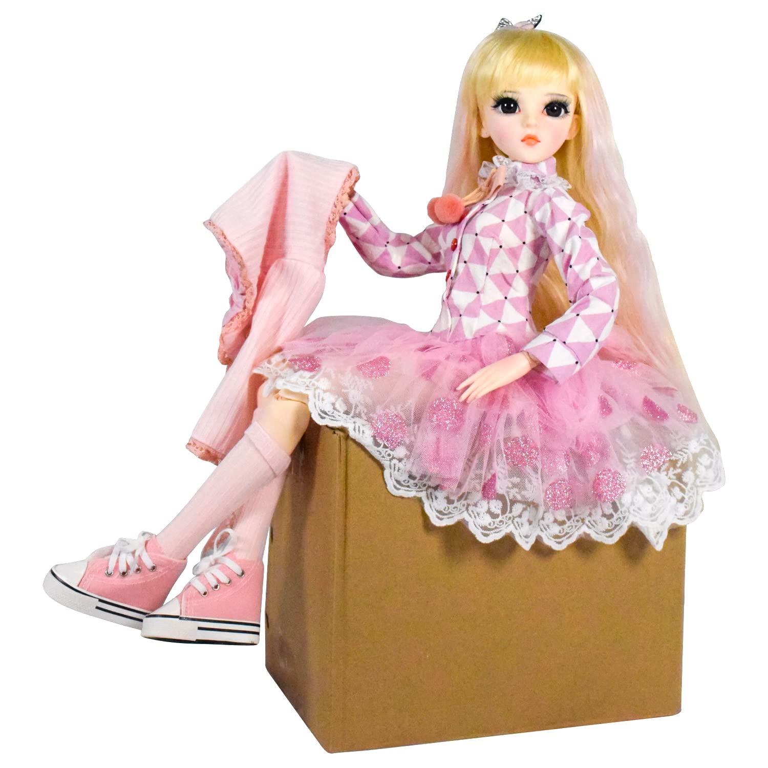 Кукла EVA BJD 1/3 Ball Mechanical Jointed с полным набором одежды пальто обувь волосы носки штаны аксессуары высота 24 дюйма (Abby), фото №4