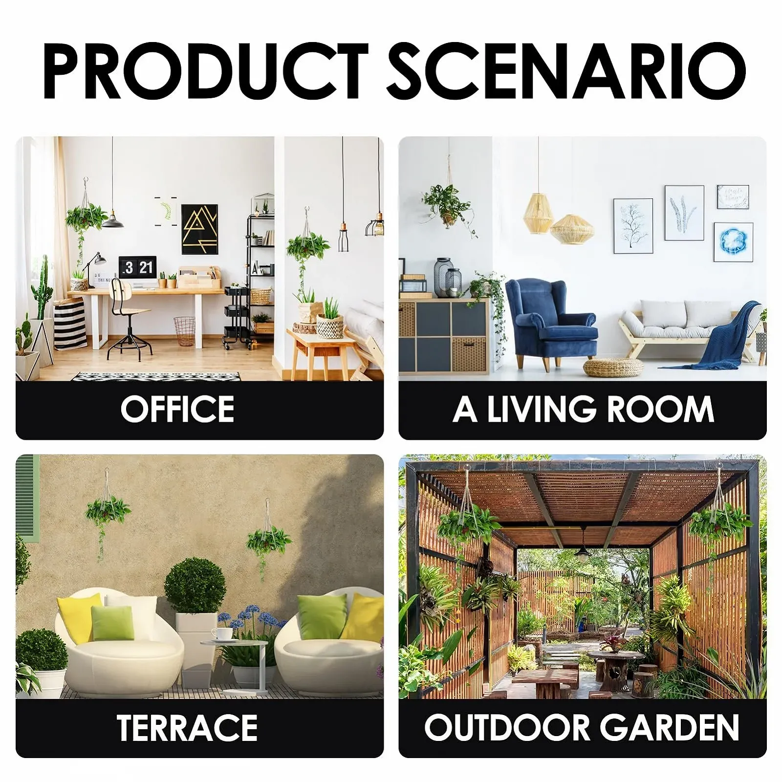 Подвесная корзина макраме 2 шт Boho Хлопковая веревка 55 см, фото №4