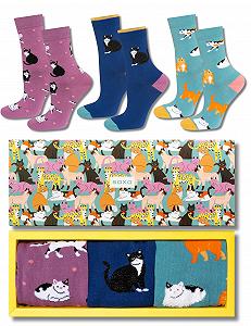 Носки Soxo Кошачьи Женские Забавные Подарки Для Нее Носки для Любителей Котов Хлопковые Носки 35-40 3 Пары, разноцветные - Фото 1