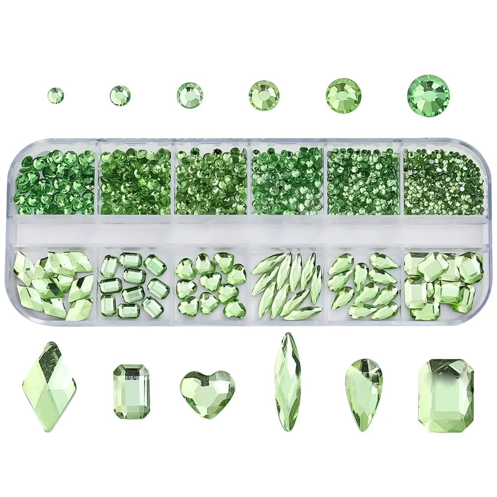 Стразы для ногтей Зеленый 980шт, фото №1