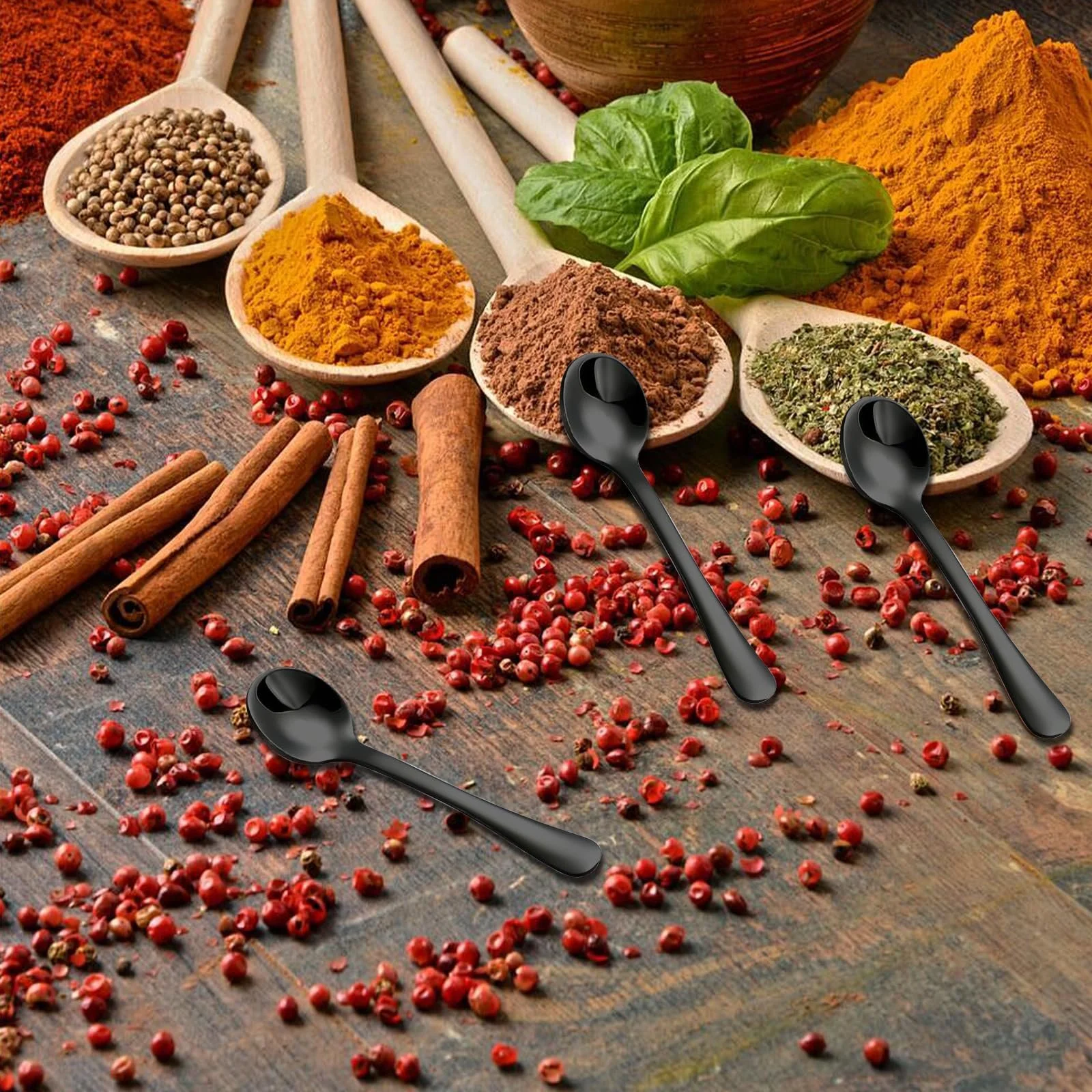 Ложка GlamRays Мініатюрна з нержавіючої сталі для спецій 7,5 см, 8 шт, Чорний, фото №6 Ложка GlamRays Мініатюрна з нержавіючої сталі для спецій 7,5 см, 8 шт, Чорний, фото №6