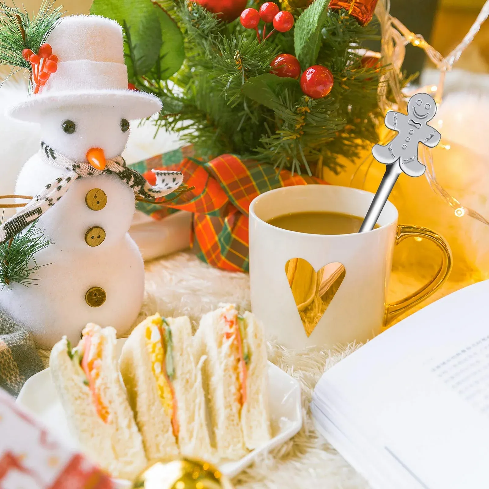 Ложка з нержавіючої сталі HOWAF Різдвяна, 6 шт, для кави, чаю, десертів, фото №5