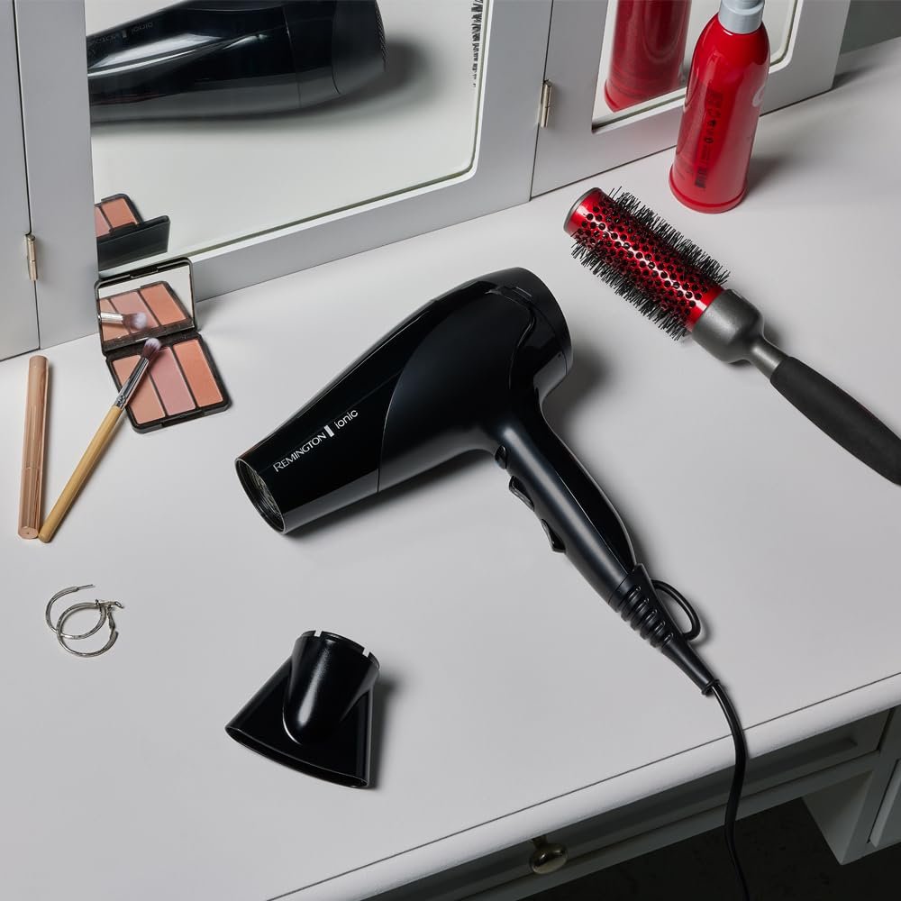Фен Remington Ionic D3198, 2200 Вт, кольцо с керамическим покрытием Ion Care: мягкая укладка и равномерное распределение тепла, 3 режима нагрева и 2 отдельных режима вентилятора + режим холодного воздуха, 2 насадки, фото №5