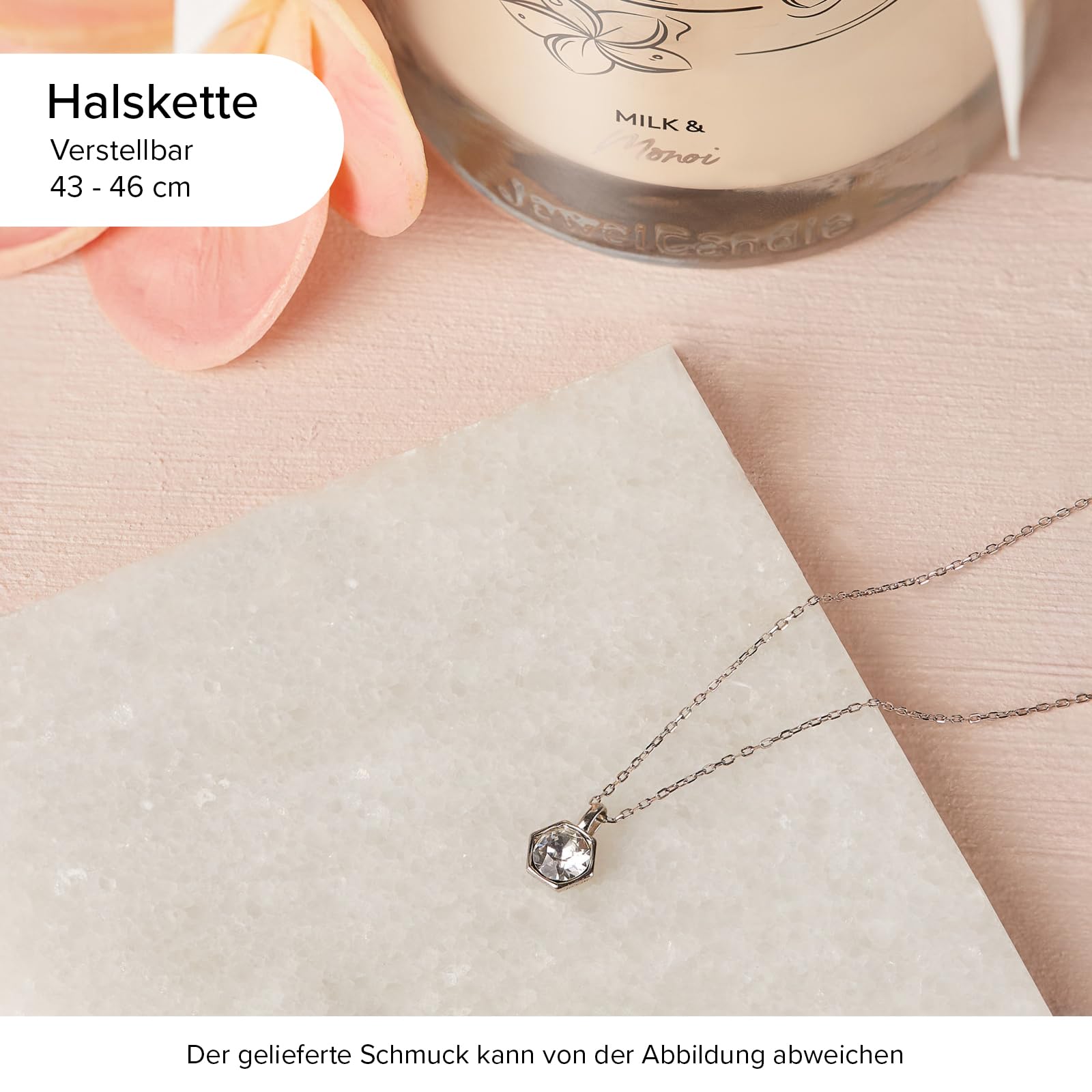Свічка JuwelKerze Milk & Monoi Necklace Silver Великий з прикрасами 80 годин Квітковий аромат, фото №3