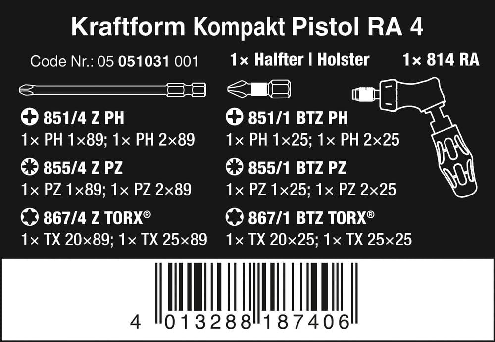 Набір Kraftform Kompakt Pistol RA 4 (PH, PZ, TX) WERA 05051031001, фото №2 Набір Kraftform Kompakt Pistol RA 4 (PH, PZ, TX) WERA 05051031001, фото №2