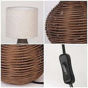 Настільна лампа ротангова E14 60 W 32.5 см Бежева synthetic.ua - Фото 1