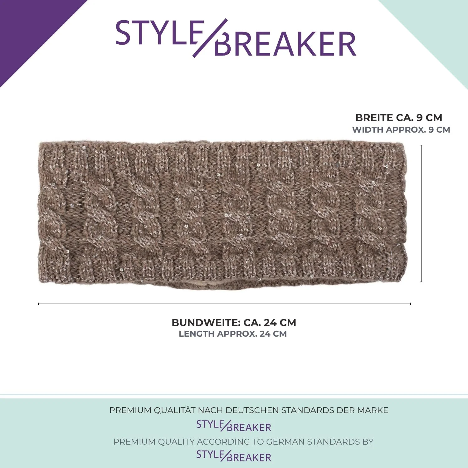 Вязана пов'язка на голову жіноча StyleBreaker з косичкою та паєтками з флісовою підкладкою, фото №5 Вязана пов'язка на голову жіноча StyleBreaker з косичкою та паєтками з флісовою підкладкою, фото №5