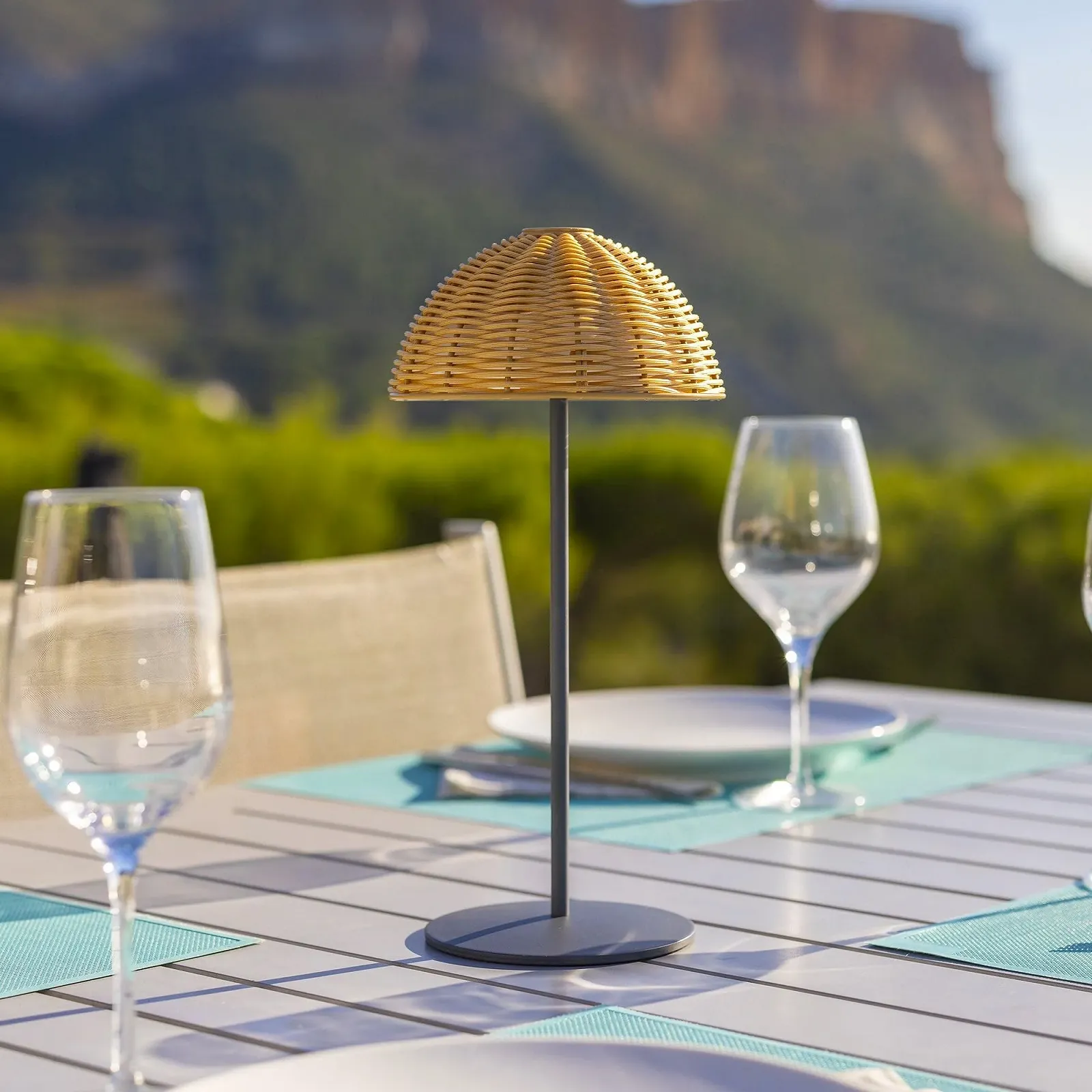 Настільна лампа Lumisky Faroe Wireless Polyrattan Dimmable 30 см White, фото №3