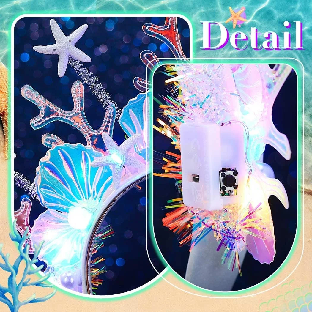 LED Обруч для волосся у формі мушлі, світиться, фото №6