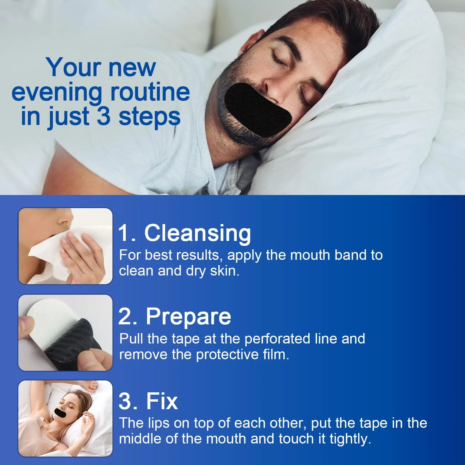 Смужки для рота для сну (30 шт. в упаковці), Антихрап, фото №4