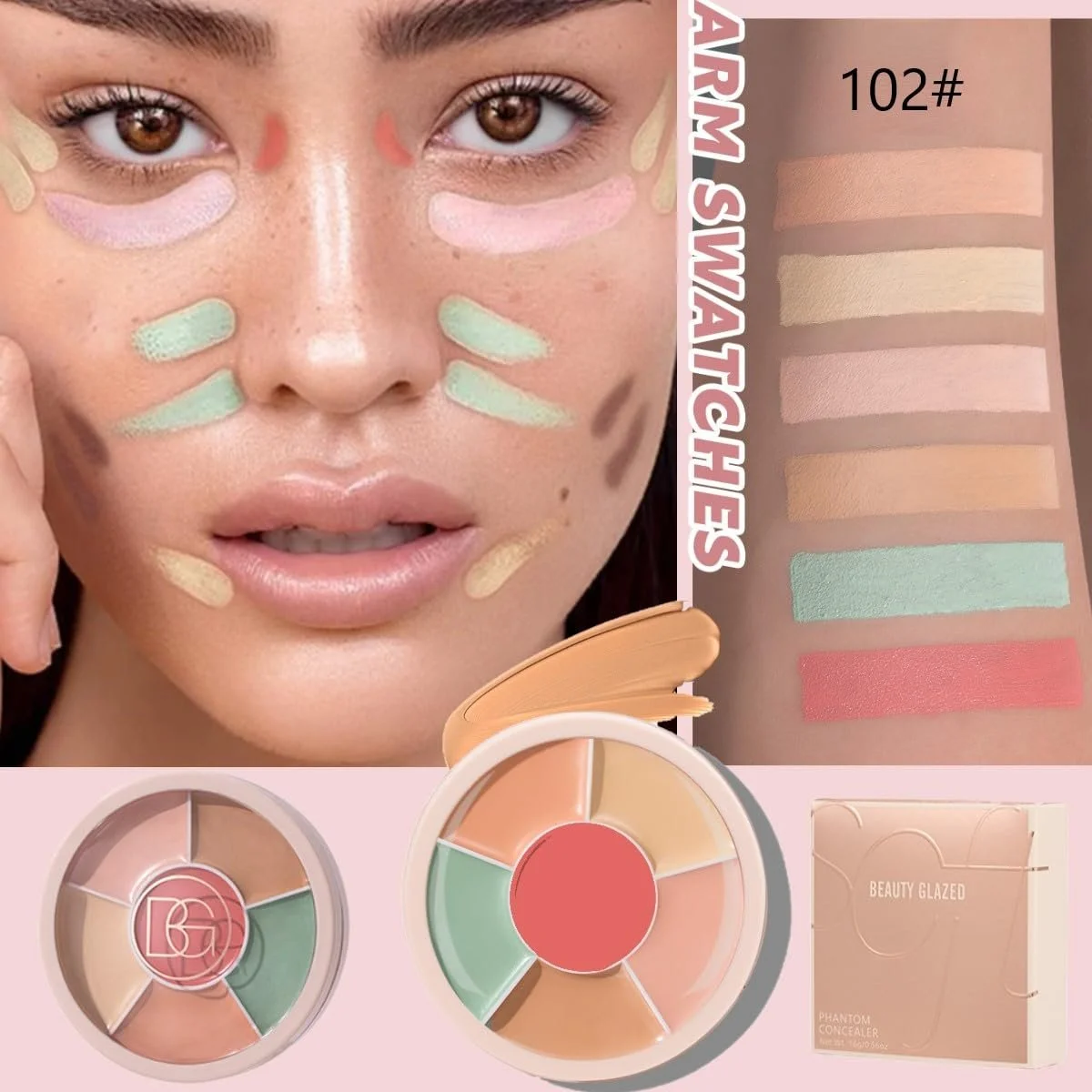 Палетка консилерів KARLOR 6-в-1 Коректор темних кіл Зморшки, фото №3