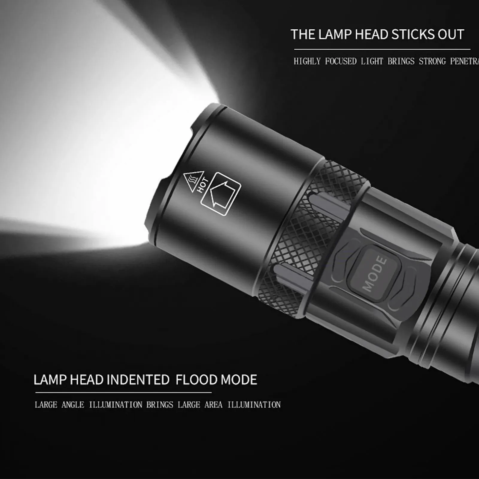 Фонарь Pilipane Camping, светодиодный, USB-зарядка, сверхяркий, алюминиевый, с индикатором питания, регулируемый фокус света для походов и кемпинга, алюминиевый сплав, 245 г, фото №2