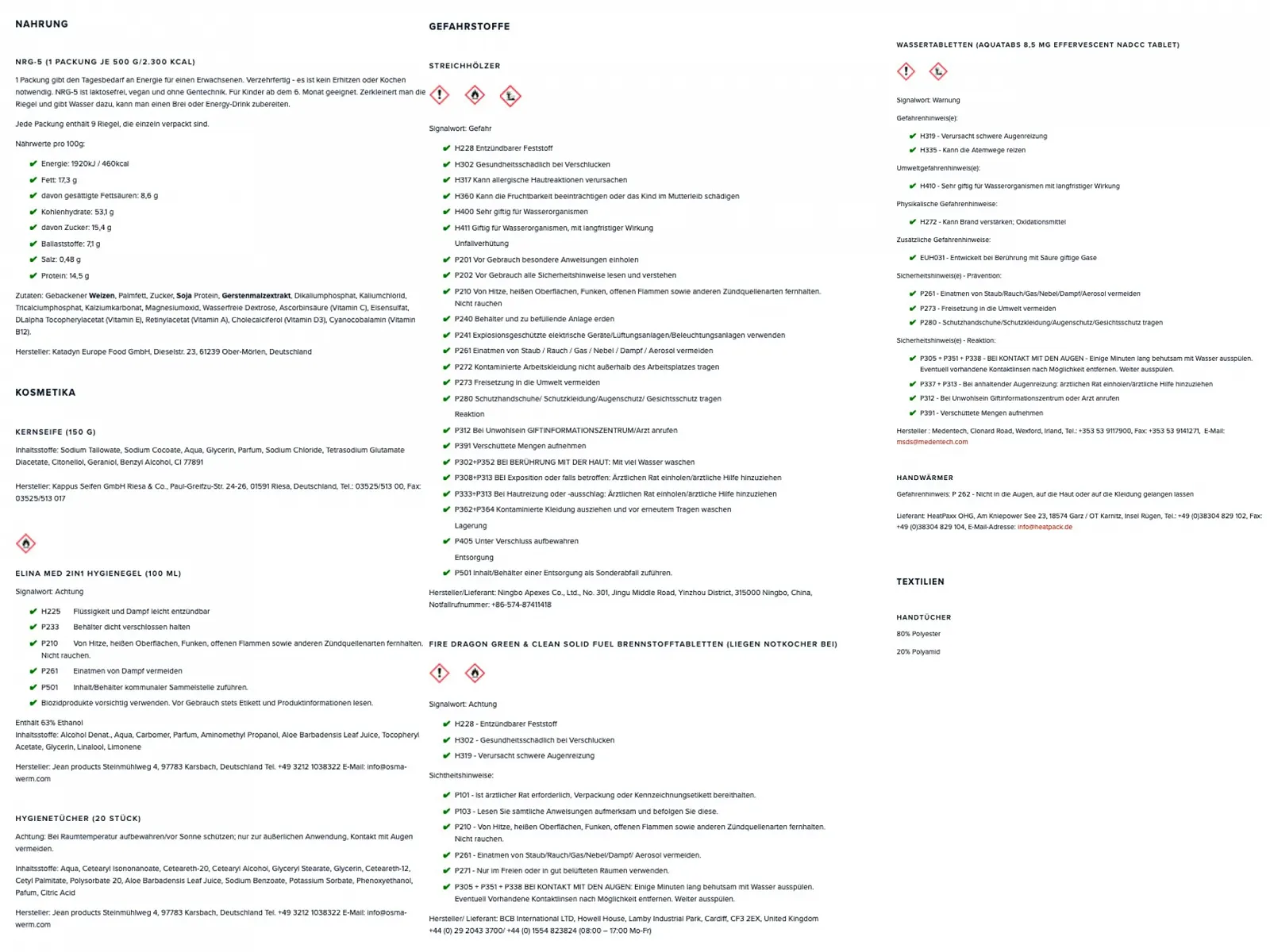 Набір Ready24 для надзвичайних ситуацій для рюкзака, додатковий, 25 предметів, набір для виживання, щоб забезпечити 1 людину на 72 години, фото №3