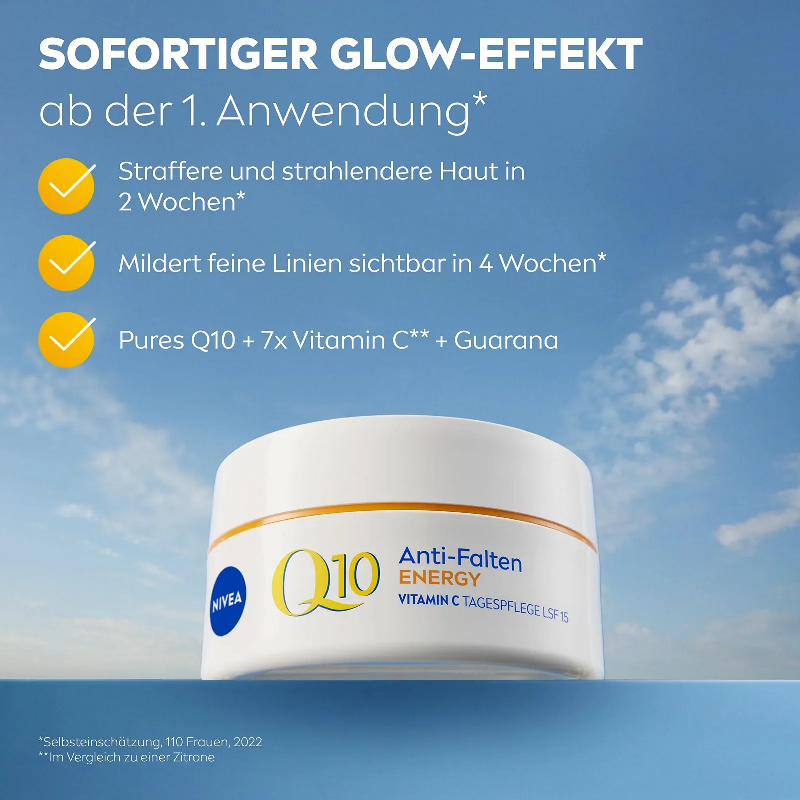 Денний крем для обличчя NIVEA Q10 Anti-Wrinkle Energy з вітаміном C та екстрактом гуарани SPF 15 50 мл, фото №3 Денний крем для обличчя NIVEA Q10 Anti-Wrinkle Energy з вітаміном C та екстрактом гуарани SPF 15 50 мл, фото №3