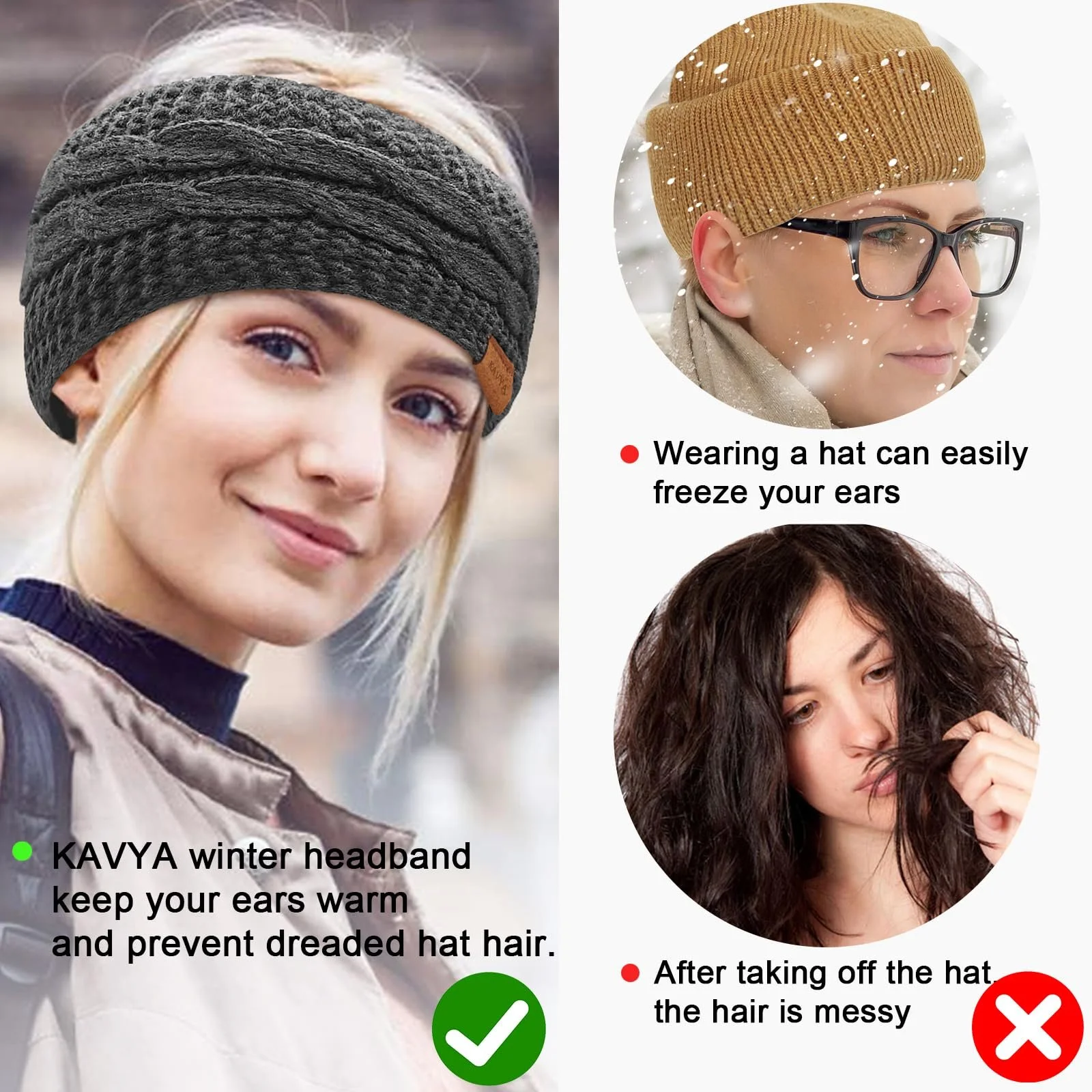 В'язана Пов'язка Kavya для Зігрівання Вух Жіноча Зимова, фото №2