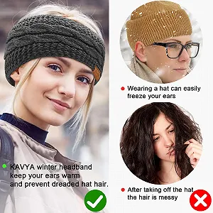 Вязаная повязка Kavya для согревания Ушей Женская Зимняя synthetic.ua - Фото 1