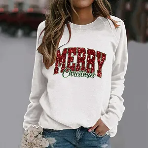 Женский свитшот оверсайз, длинная рубашка, футболка с круглым вырезом, пуловер с длинными рукавами, базовые блузки, туники, футболки, парный пуловер, рождественский забавный ваучер для женщин synthetic.ua - Фото 1