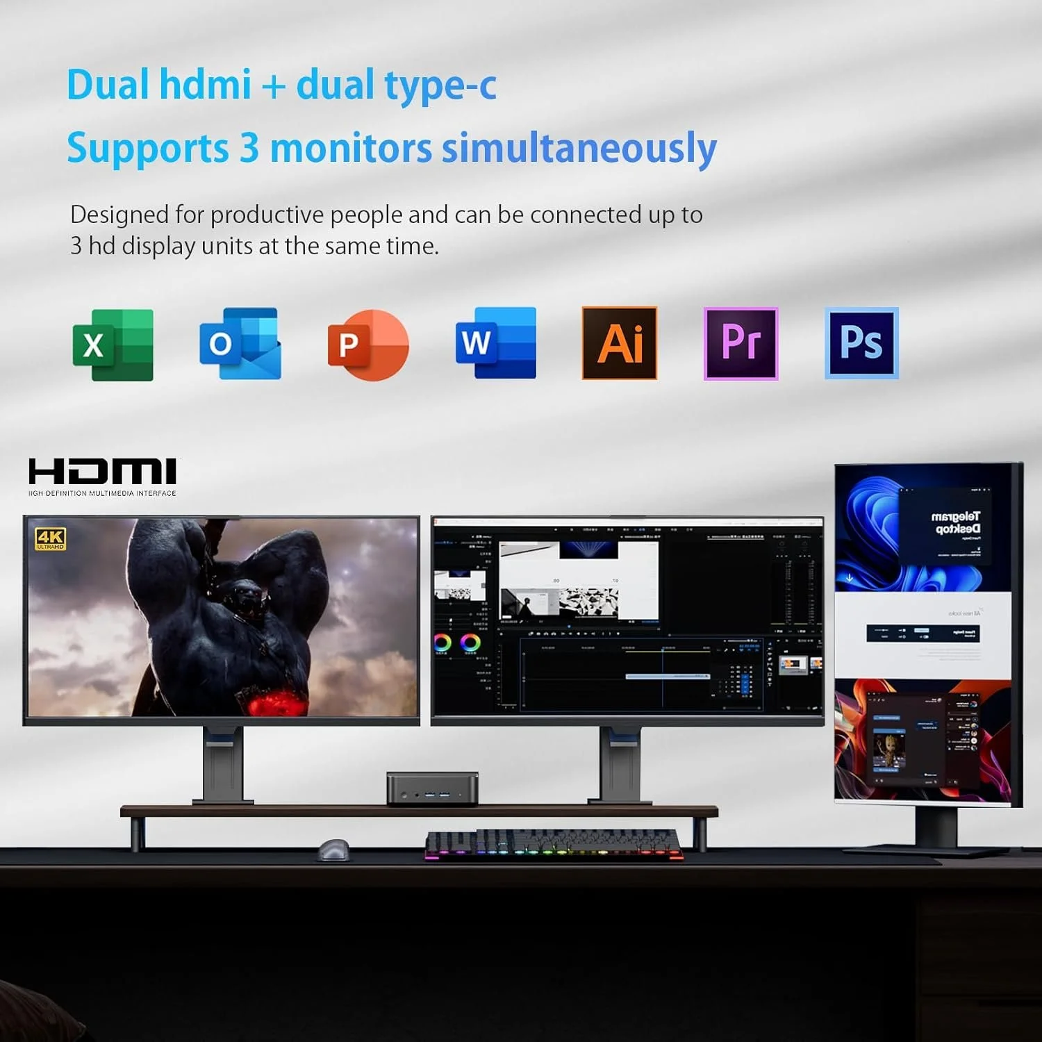 Міні ПК Askhand ZB MN11 / Intel N100 / RAM 16GB / SSD 512GB / 2 х HDMI / LAN / Wi-Fi 5 / Bluetooth 5.2 / Windows 11 / Black, фото №6