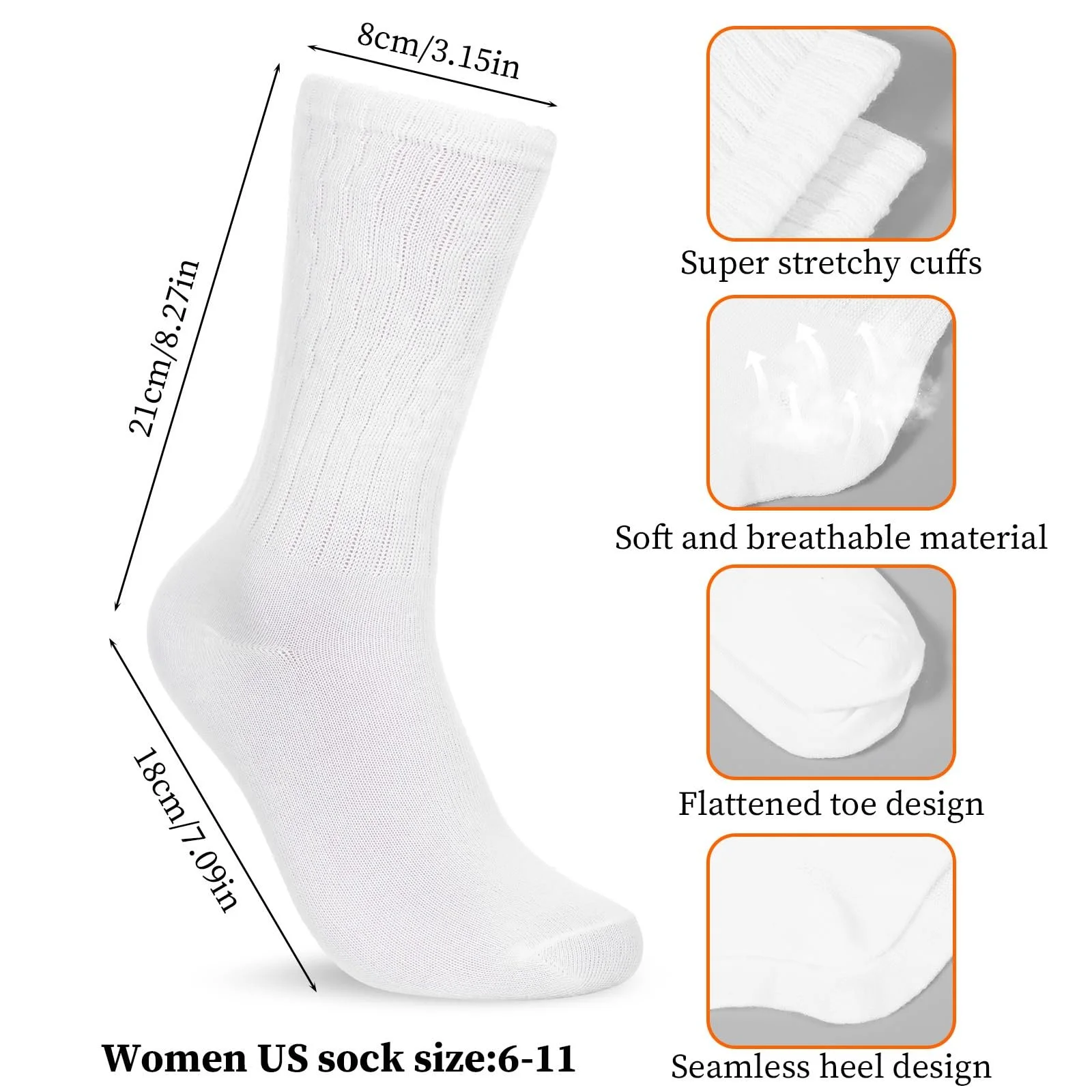 Длинные носки Ouligay Slouch 2 пары, женские, хлопковые, зимние, теплые, белые, размер 36-42, фото №2 Длинные носки Ouligay Slouch 2 пары, женские, хлопковые, зимние, теплые, белые, размер 36-42, фото №2