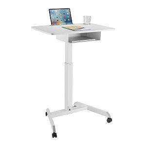 Стол для ноутбука Maclean MC-903 с регулировкой высоты, колесами и ящиком, для работы сидя и стоя, регулировка высоты до 113 см, 8 кг, белый - Фото 1