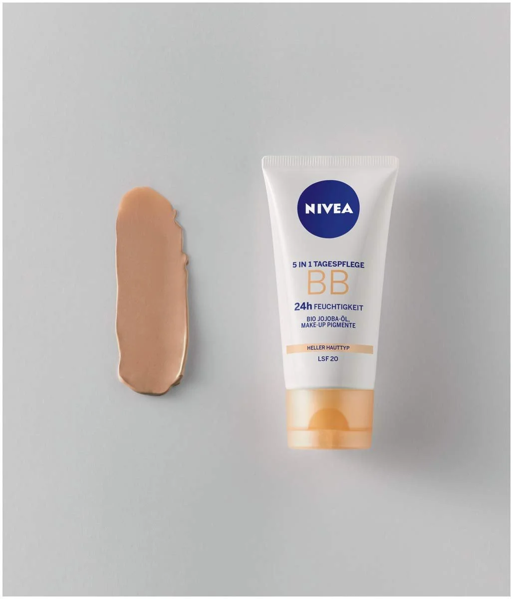 Денний крем NIVEA BB 5-in-1 24h Moisture Light Skin Type SPF 20 50 мл, фото №5 Денний крем NIVEA BB 5-in-1 24h Moisture Light Skin Type SPF 20 50 мл, фото №5