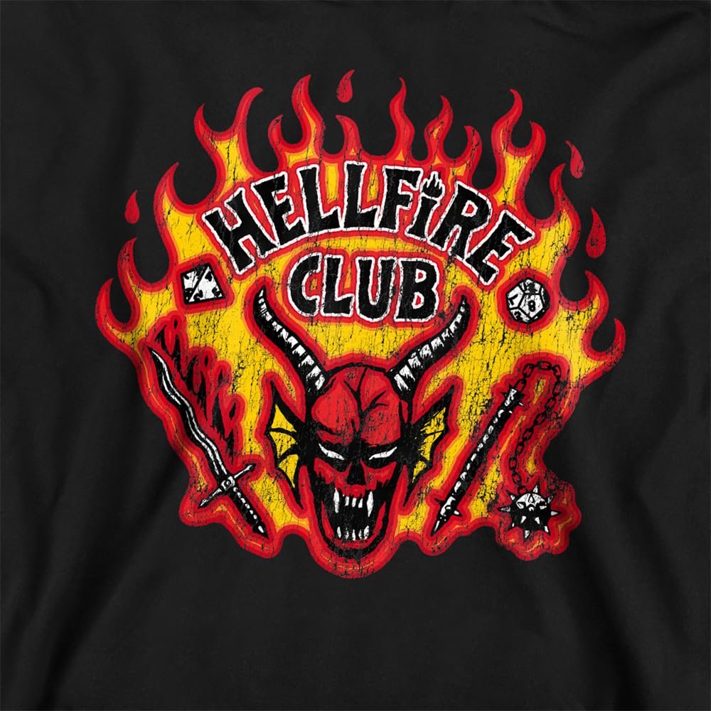 Худи Stranger Things Hellfire Flames Детский Подросток Мальчик/Девочка, Черный, фото №2