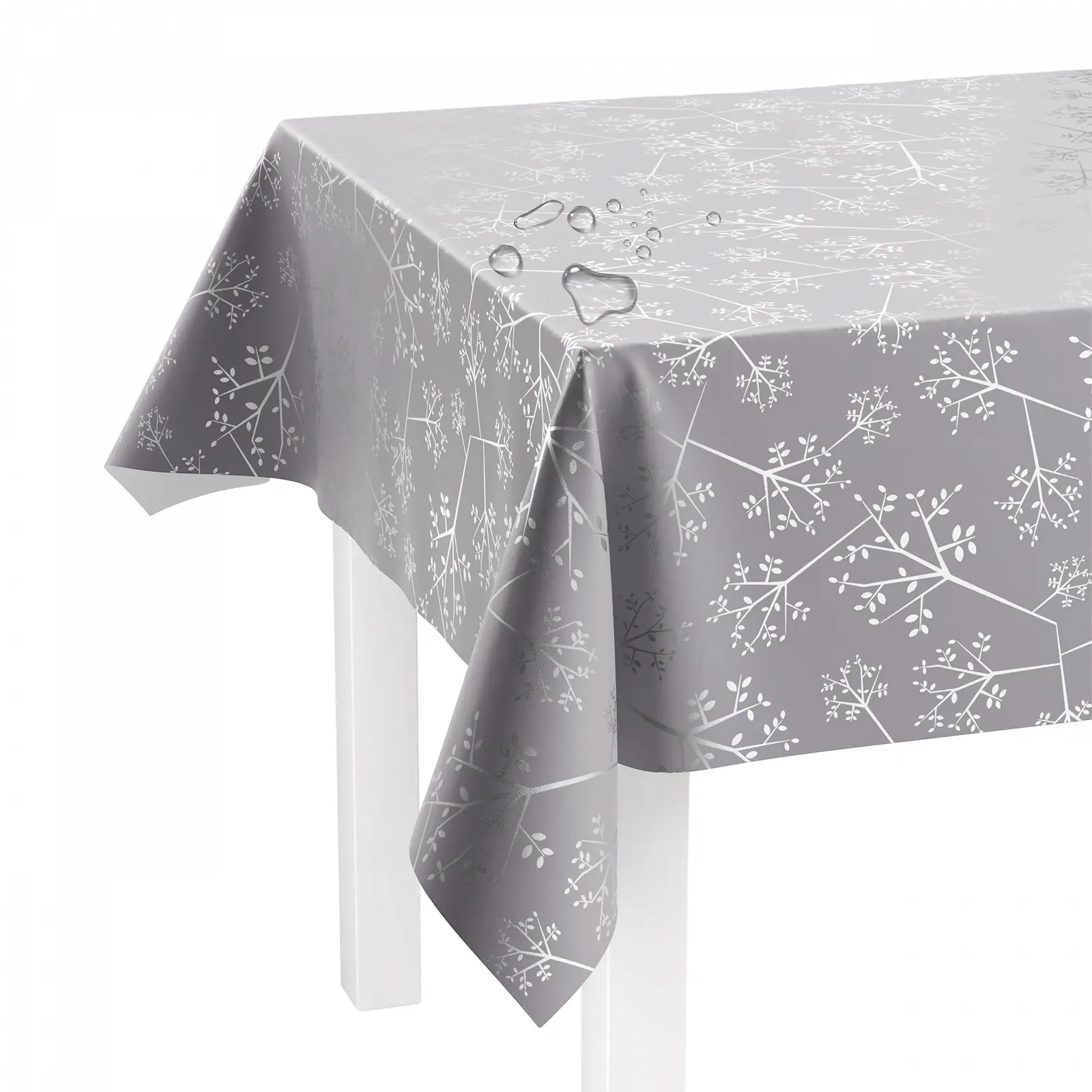 Скатертина LILENO HOME Dandelion 220 x 140 см клейончаста водовідштовхувальна Сіра, фото №1