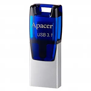 USB флеш-накопитель Apacer 64GB AH179 Blue 3.1 OTG AP64GAH179U-1 - Фото 1