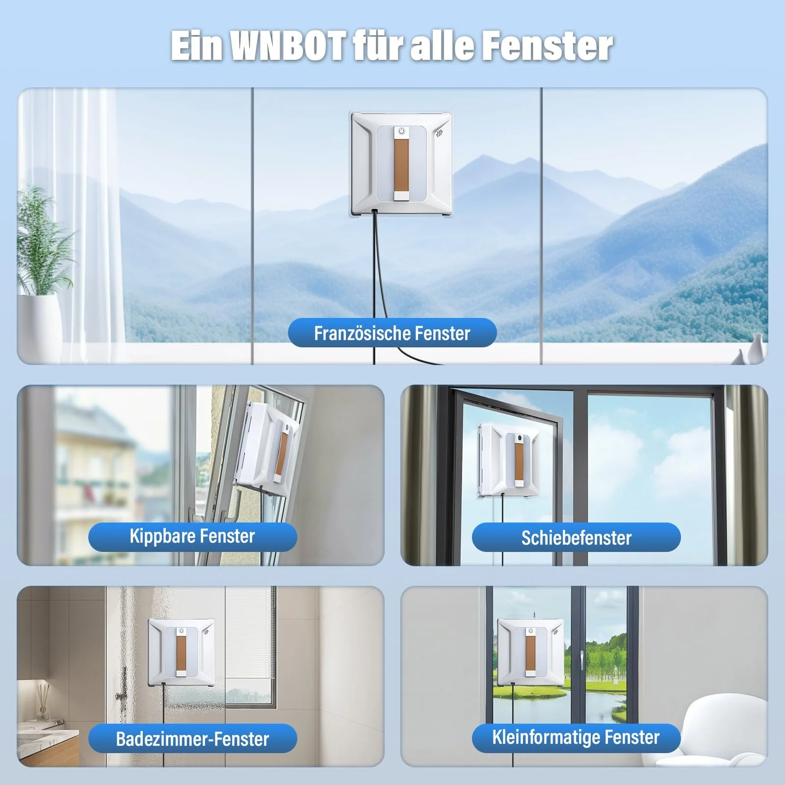 Робот для миття вікон Ehomfory з дистанційним керуванням, 6000 PA, автоматичне розпилення води з баком 100 мл, фото №6 Робот для миття вікон Ehomfory з дистанційним керуванням, 6000 PA, автоматичне розпилення води з баком 100 мл, фото №6