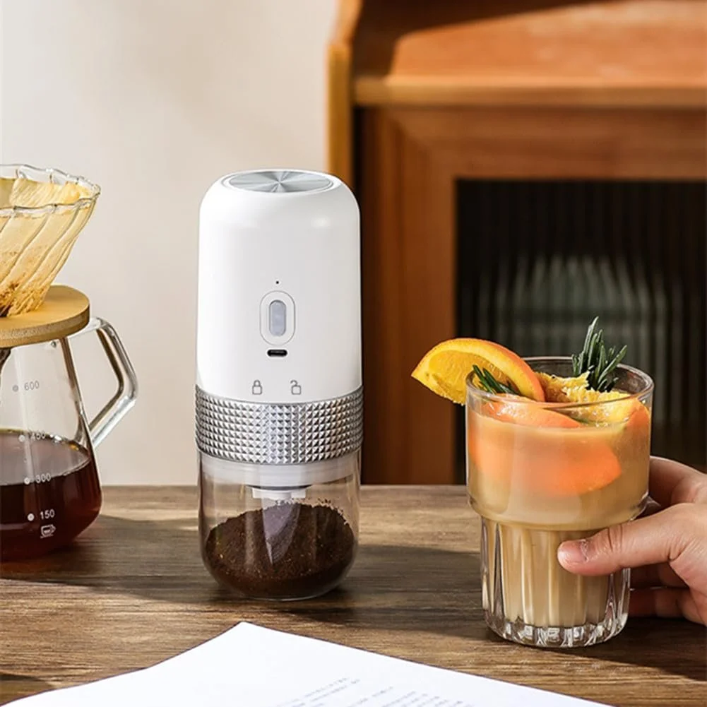 Електрична кавомолка, портативна, регульована, керамічна для кавових зерен, маленька, фото №4