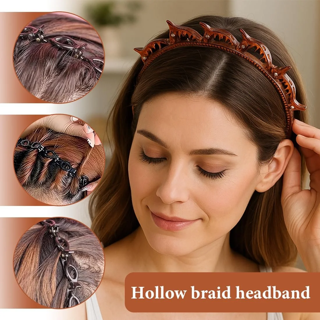 Набір обручів для волосся з кліпсами, 6 шт., фото №5