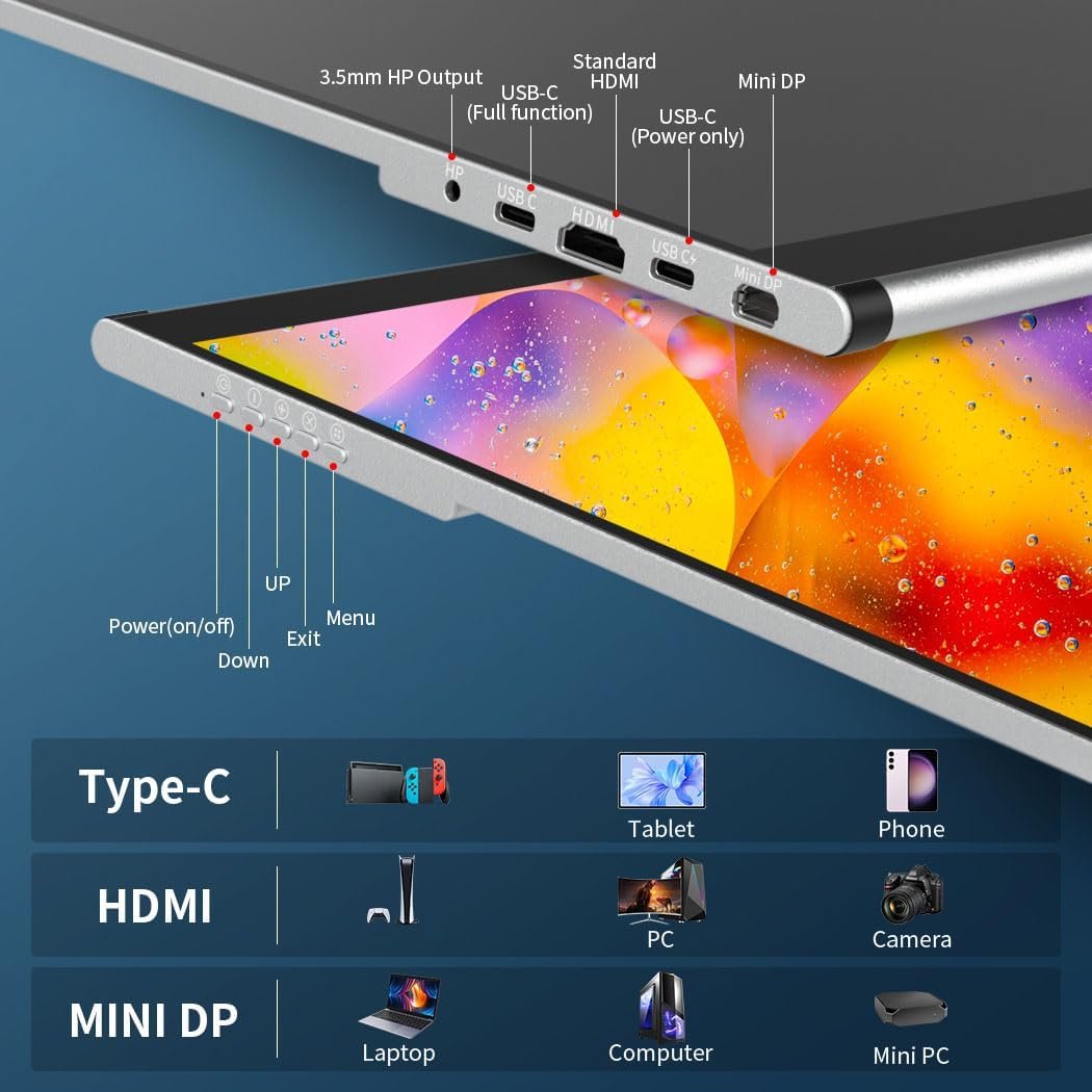 Монітор портативний сенсорний 16" Magedok MG160-QT01 2K IPS 144 Гц, фото №3