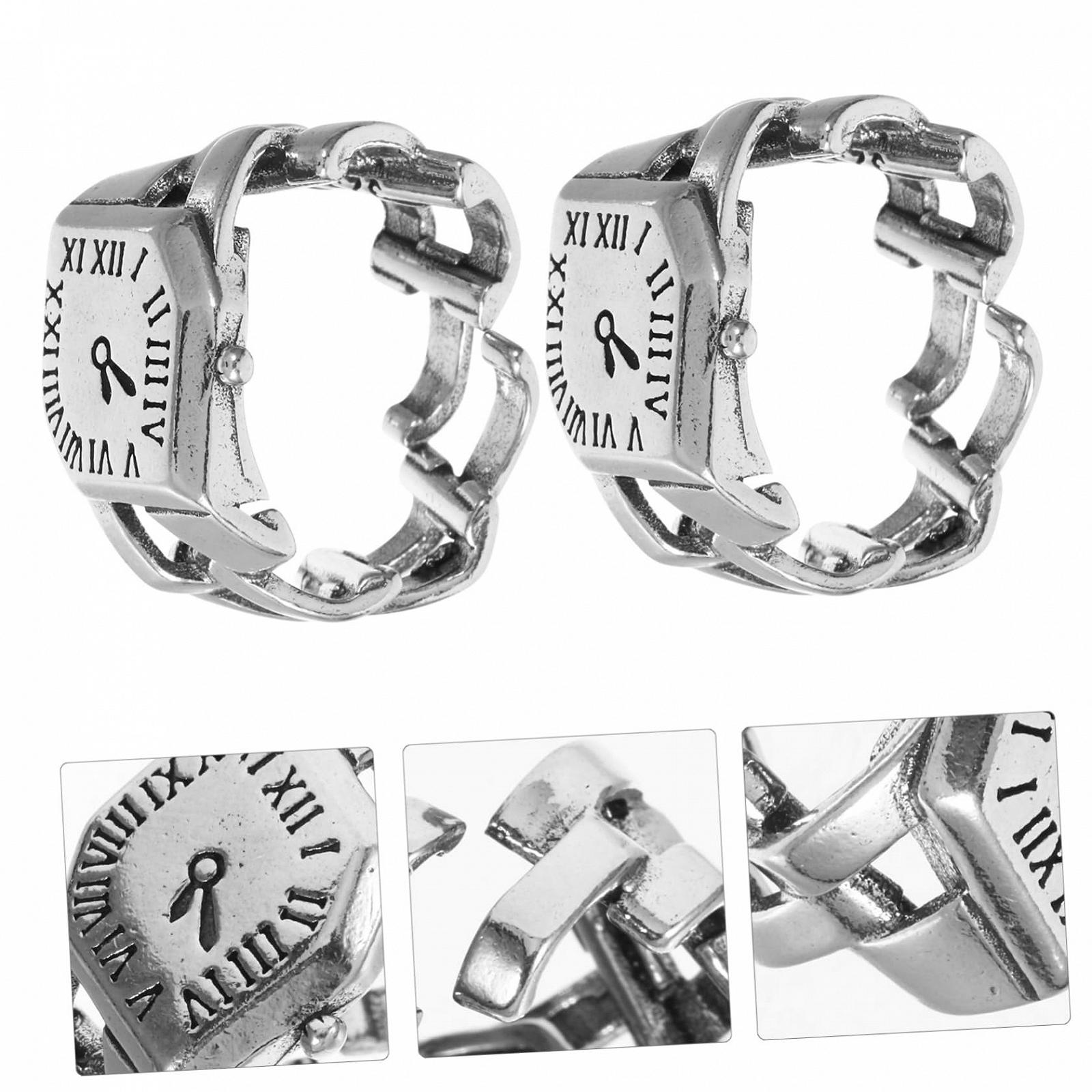 Кольцо-часы Healvian с римскими цифрами, регулируемое, винтажное, 2 шт., фото №6