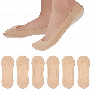 Носки Teaaha, набор 6 шт., 39-42, носки до щиколотки, спортивные носки, противоскользящие балетки, невидимые дышащие полуноски, телесного цвета - Фото 1