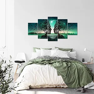 Картина на полотні Runa Art 044851a Абстрактне дерево 5 частин бірюзова synthetic.ua - Фото 1