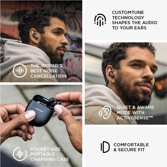 Навушники Bose QuietComfort II Комплект з текстильним чохлом Бездротові Bluetooth Світові Найкраща Шумозаглушуюча Вставні Чорні, фото №6