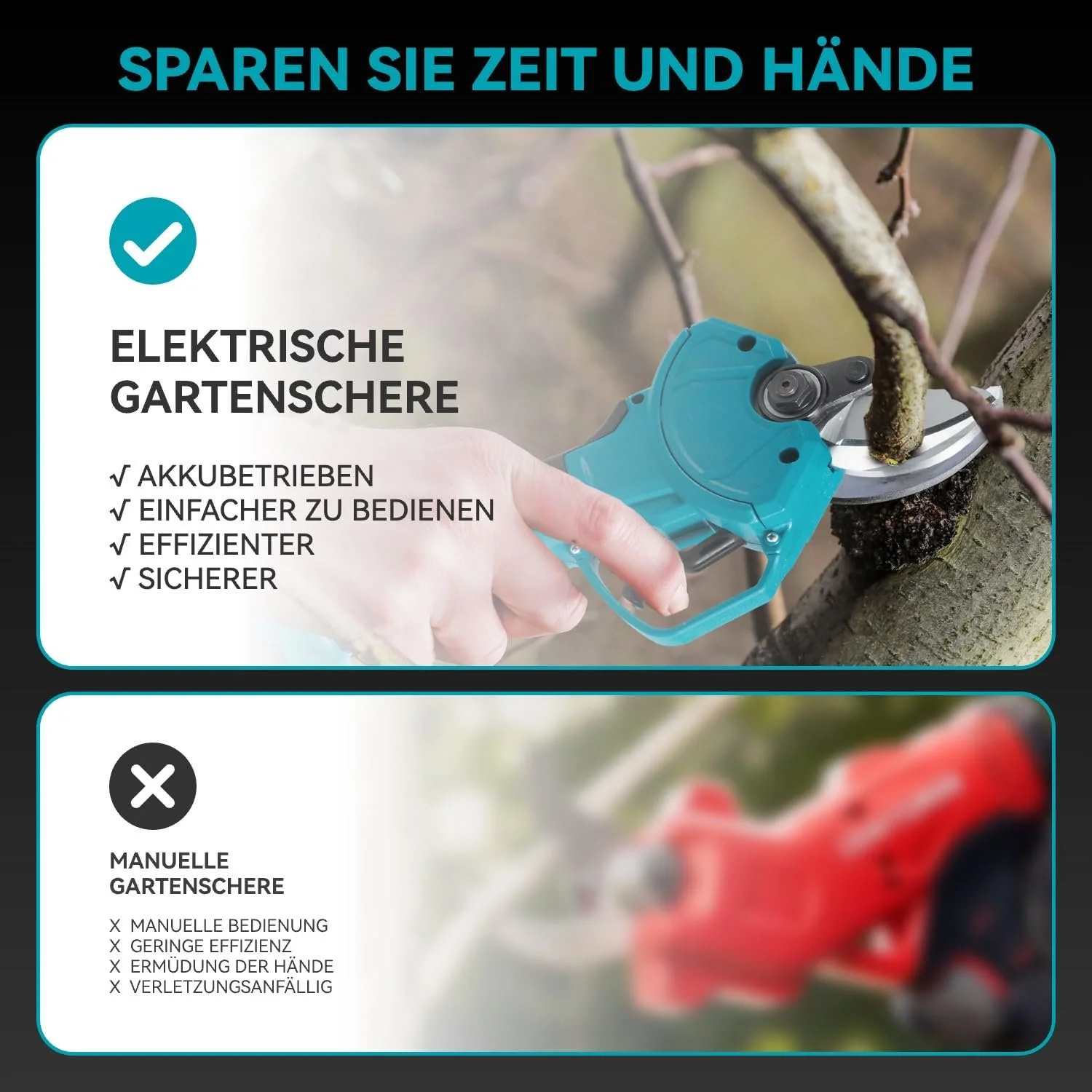 Секатор акумуляторний Yofidra 30 мм, максимальне відкриття 45 мм + 2 акумулятори, LCD дисплей, зарядний пристрій + кейс, фото №5