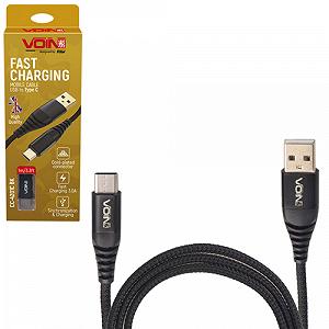 Кабель VOIN CC-4201C BK USB Type C 3А 1m black быстрая зарядка/передача данных (CC-4201C - Фото 1