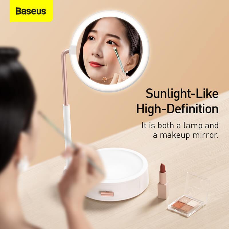 Озеркало BASEUS Lighted Makeup Mirror with Storage Box 3 Level touch brightness (DGZM-02), фото №3