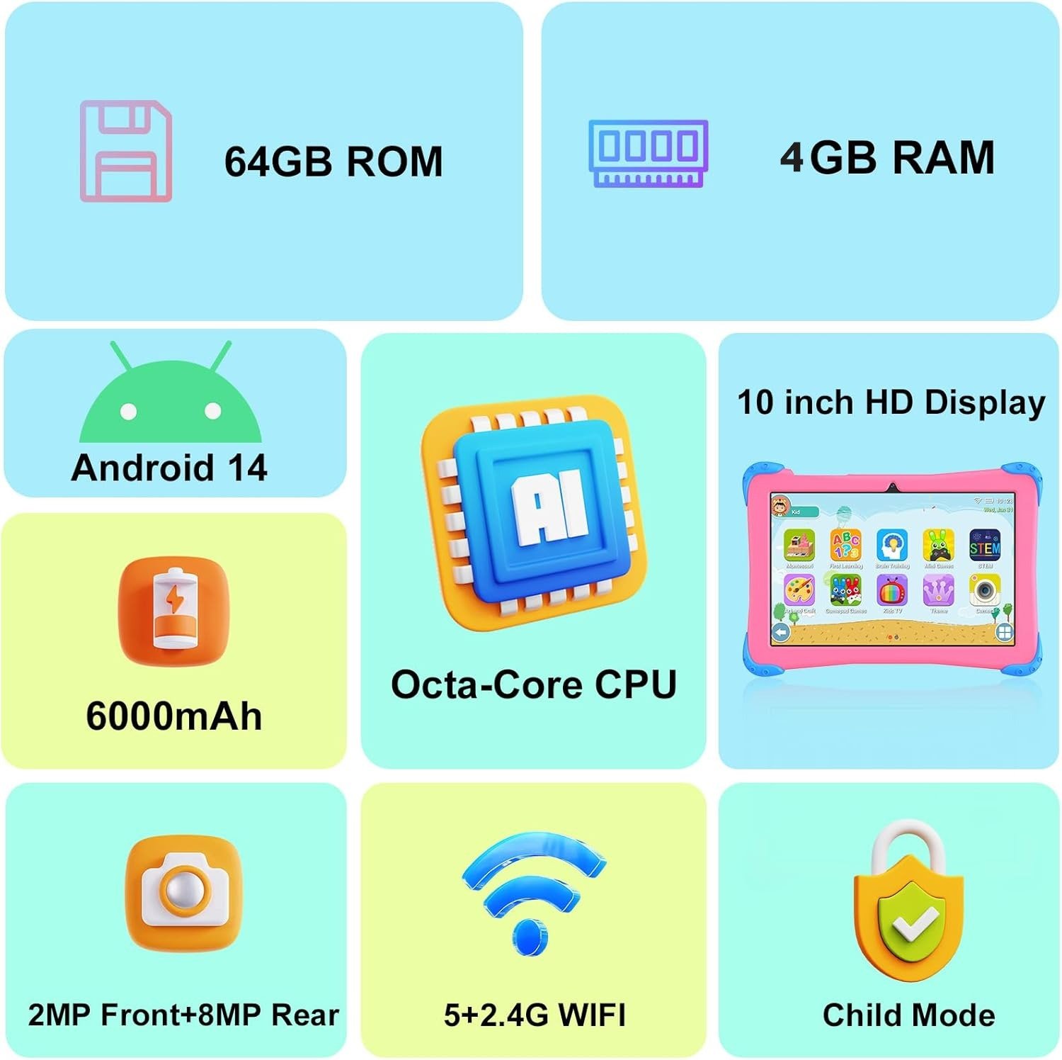 Планшет 10.1" EagleSoar EE-35 4+6/64Gb 8 ядер Android 14 6000 mAh Серый, фото №2