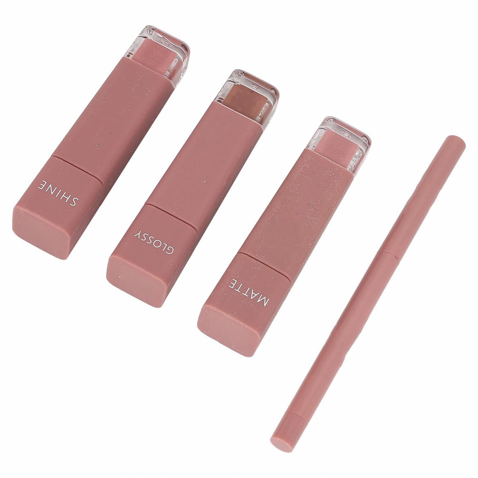 Набір блисків для губ, 4 стійкі дощовики в 1 Матовий блиск для губ з підкладкою для жінок для зустрічей, фото №9