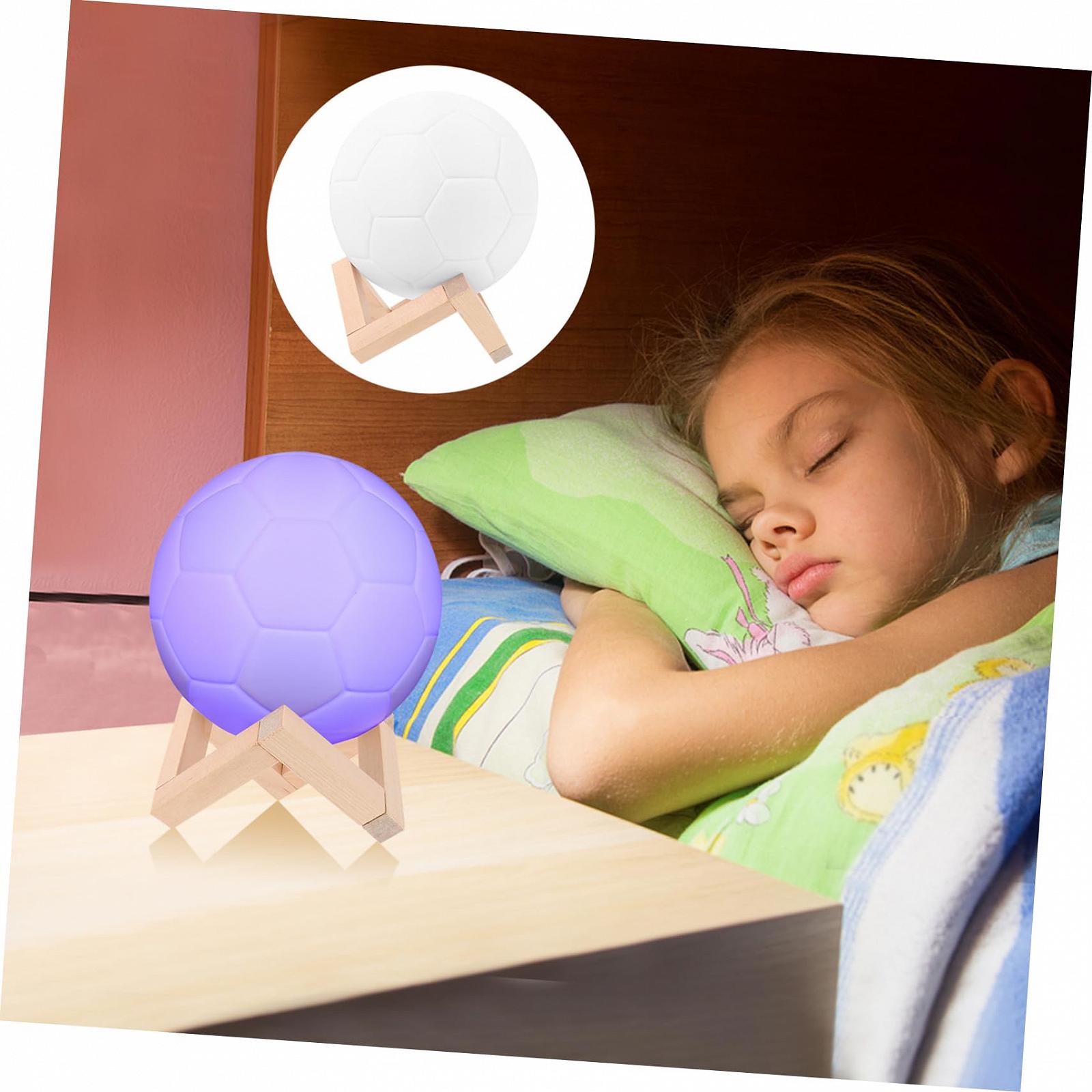 Нічник Housoutil 1 x Football з дерев'яним пультом дистанційного керування 3D, фото №3