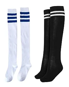 Жіночі гольфи Білий в синю смужку, 2 пари - Фото 1