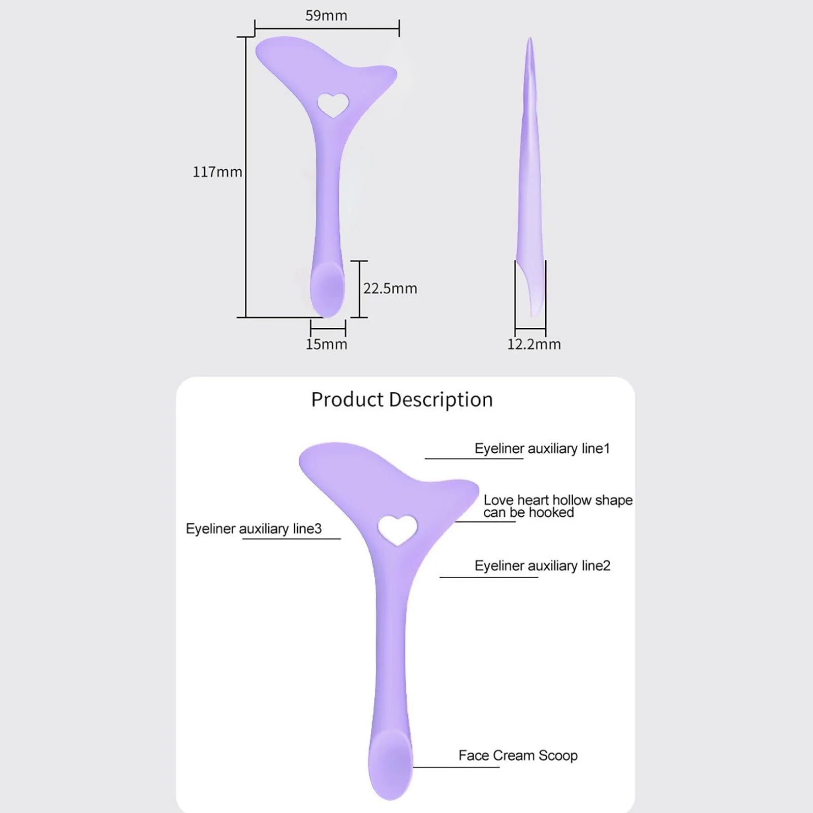Трафарет для подводки глаз Pure Vie Силиконовый Фиолетовый, фото №7