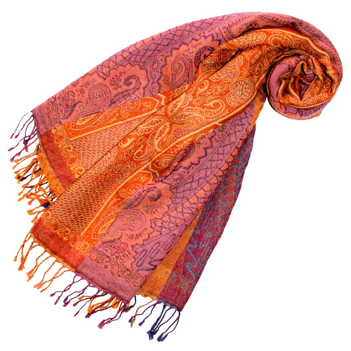 Пашміна Lorenzo Cana Paisley Pattern 78196, шерсть, кольоровий, помаранчевий, 70 см x 190 см, фото №1