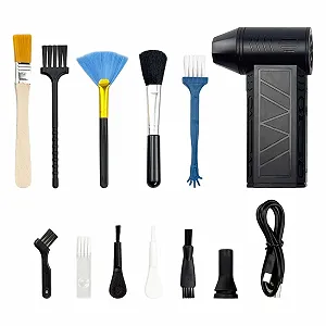 Електрична повітродувка Стиснене повітря 130000 RPM 3 швидкості з щіткою та ліхтариком - Фото 1