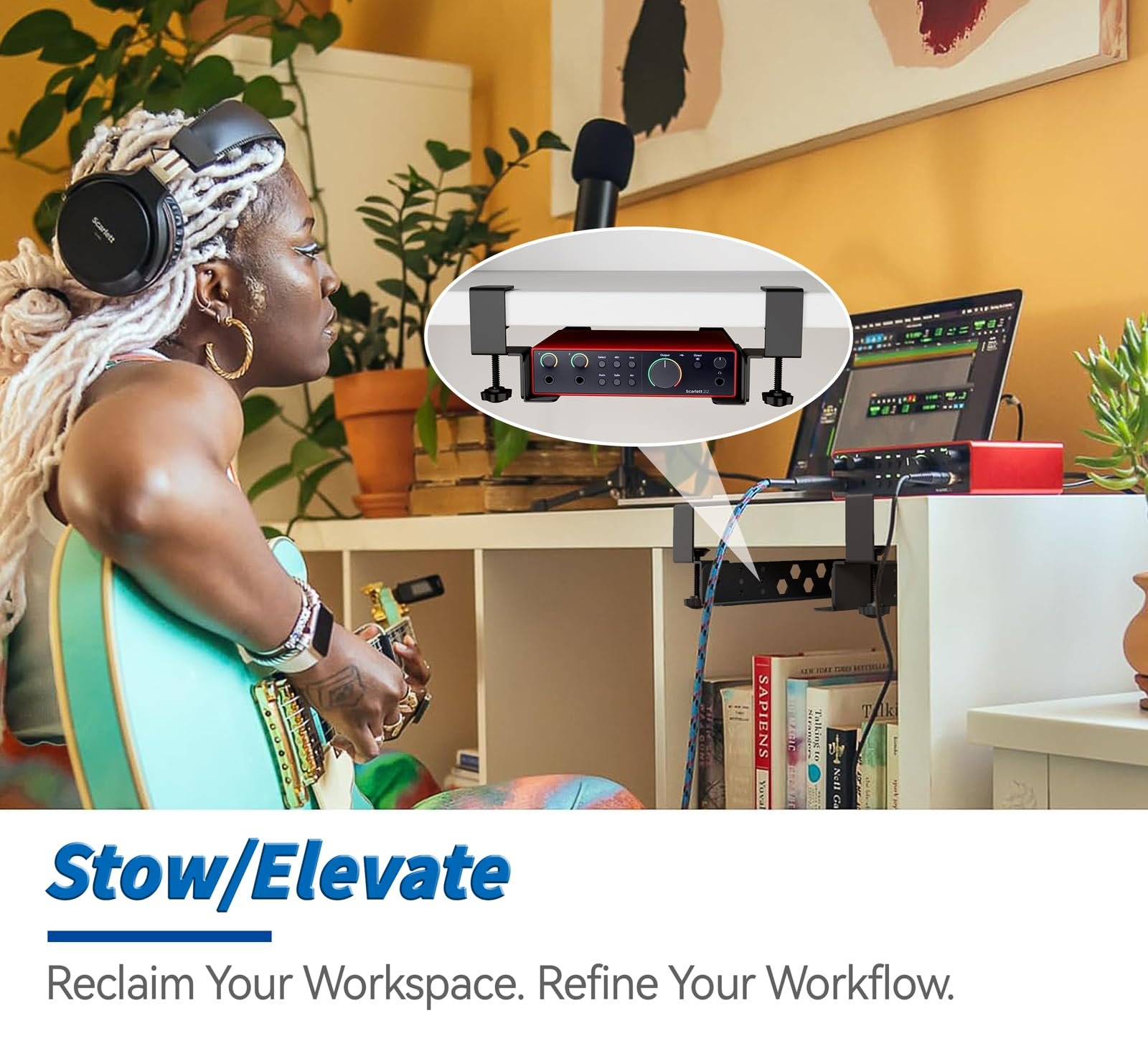 Регульований кронштейн під стіл з затискачем - не потребує свердління - сталева, фото №7