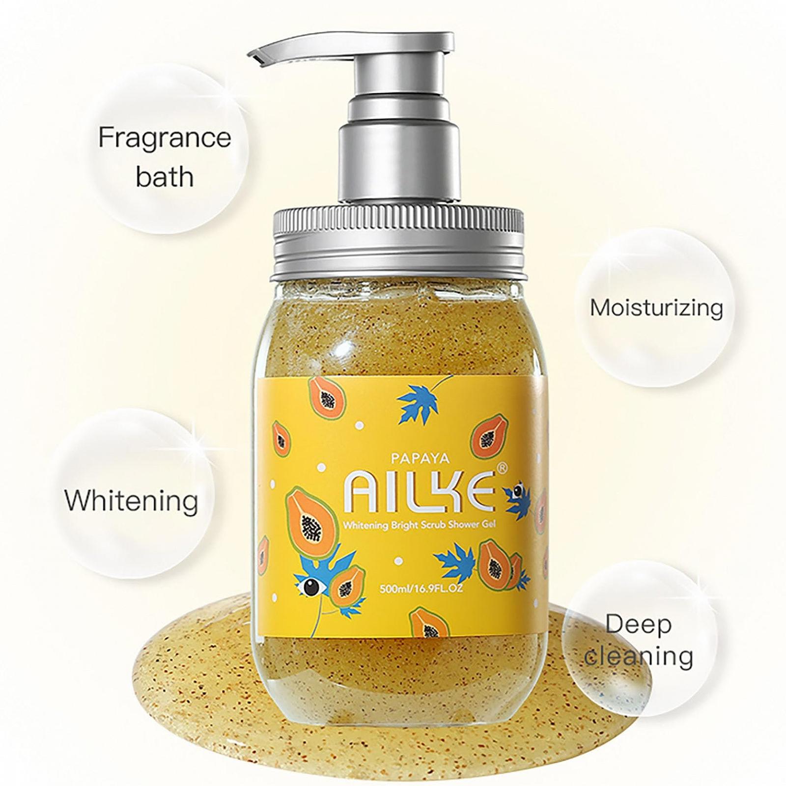 Гель-скраб для душу AILKE Papaya Відбілювальний зволожуючий 500 мл, фото №2 Гель-скраб для душу AILKE Papaya Відбілювальний зволожуючий 500 мл, фото №2