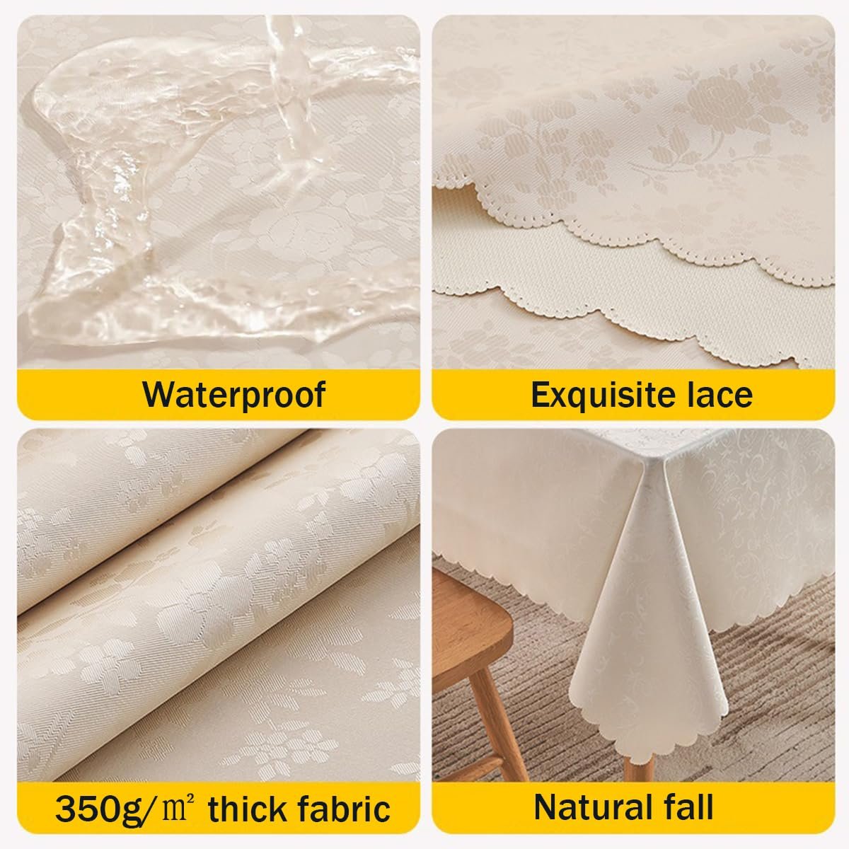 Скатертина PVC Round кругла водонепроникна 120 см Beige, фото №5