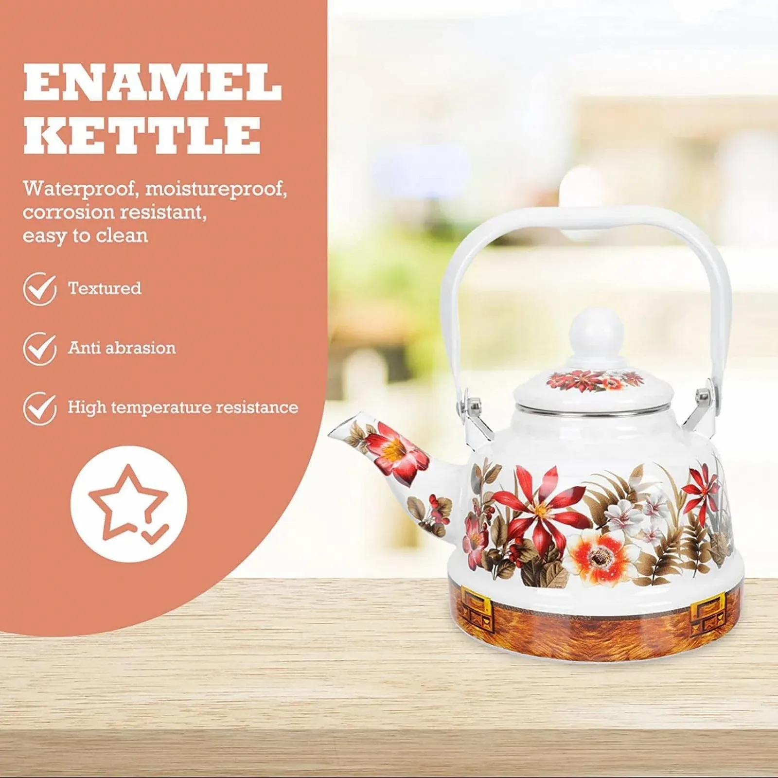 Чайник Емальований Різнокольоровий Квітковий для Плити для Гарячої Води, фото №4 Чайник Емальований Різнокольоровий Квітковий для Плити для Гарячої Води, фото №4